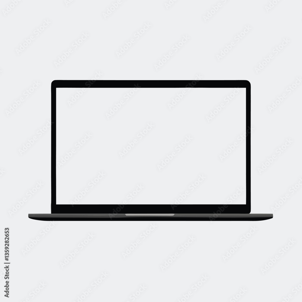 Realistic Laptop vector art mockup with blank white display on white background Realistic Laptop vector art mockup with blank white display on white background