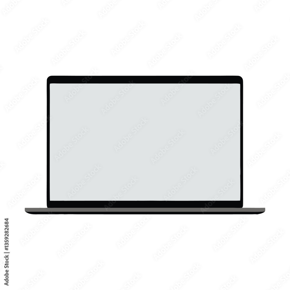 Realistic Laptop vector art mockup with blank white display on white background Realistic Laptop vector art mockup with blank white display on white background
