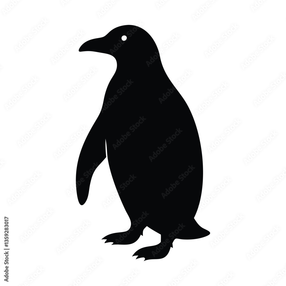 Obraz premium Silhouette of a penguin, vector illustration isolated on white background.