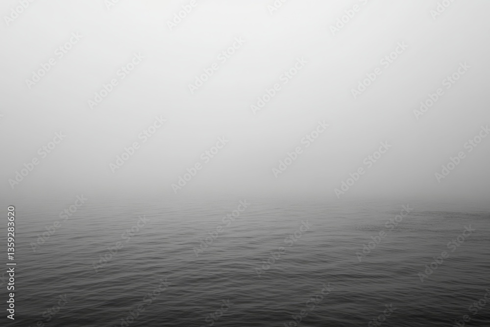 Fototapeta premium A body of water with a foggy sky in the background. simple, elegant gradient background in gray tones, providing an empty space for creative design use.