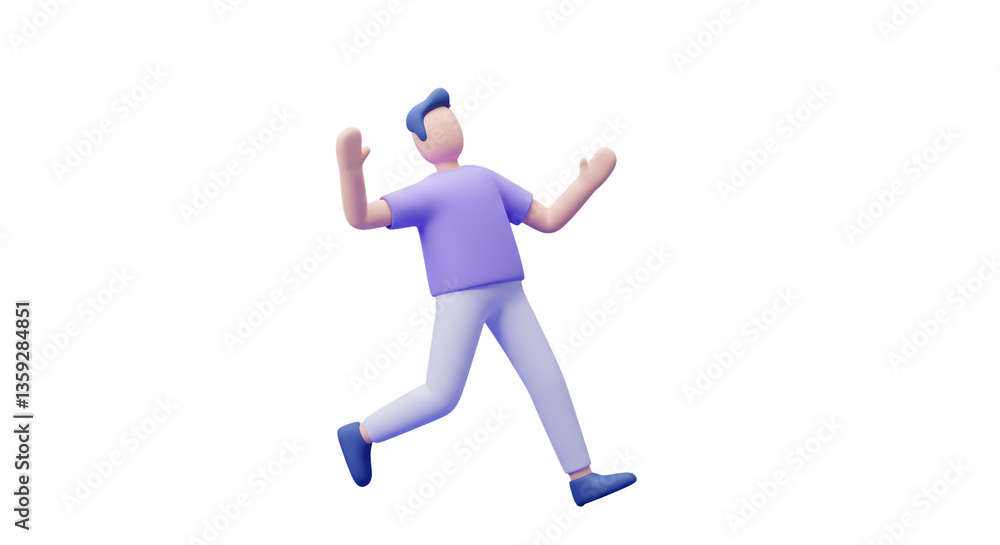 Isolated Cheerful Figure Leaping with Joy Isolated Cheerful Figure Leaping with Joy