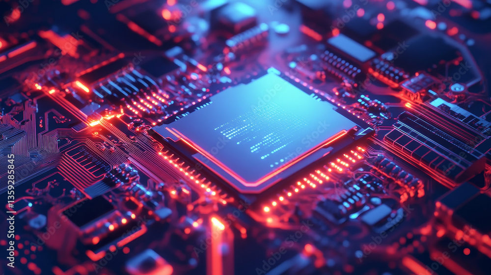 CPU abstract 3D illustration. Futuristic processor and quantum computer. Digital technology in global cyberspace CPU abstract 3D illustration. Futuristic processor and quantum computer. Digital technology in global cyberspace