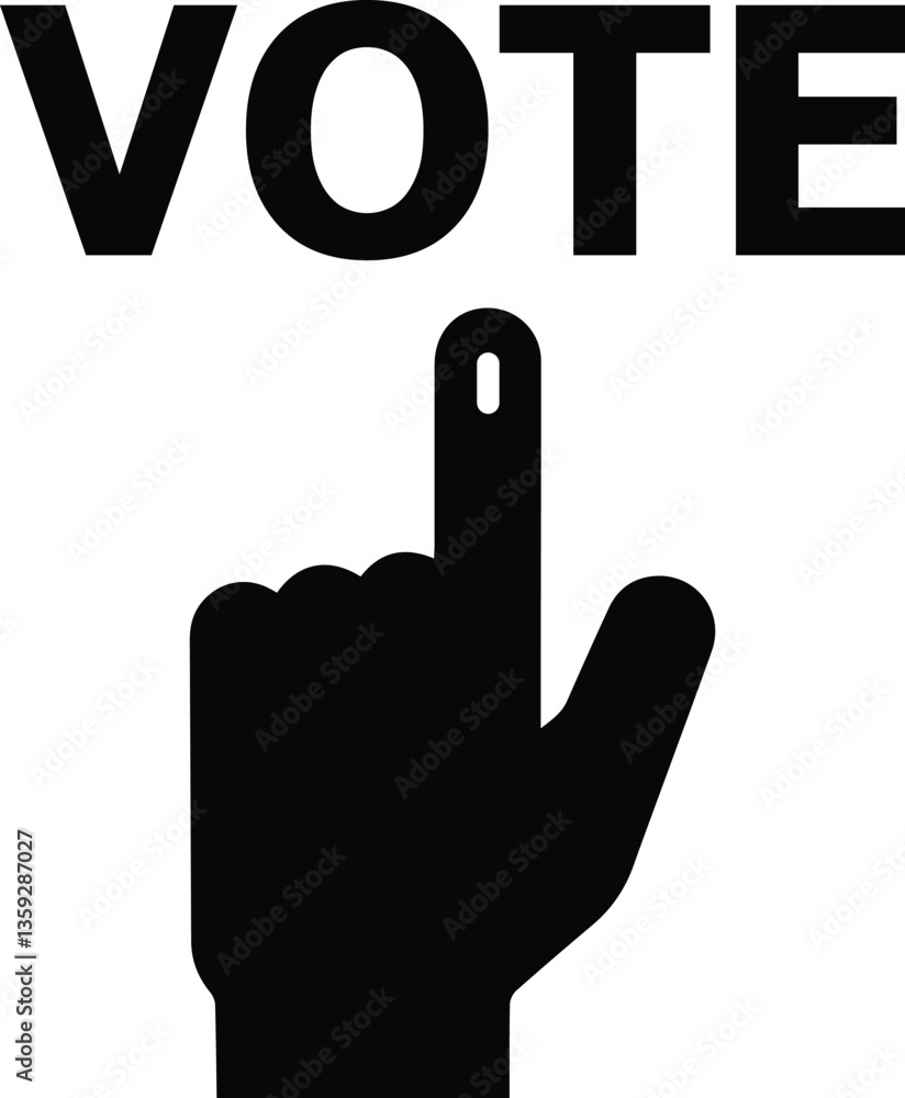 Obraz premium hand with a voting sign. hand election vector icon. Voter Hand with a voting sign or ink pointing vote design.
