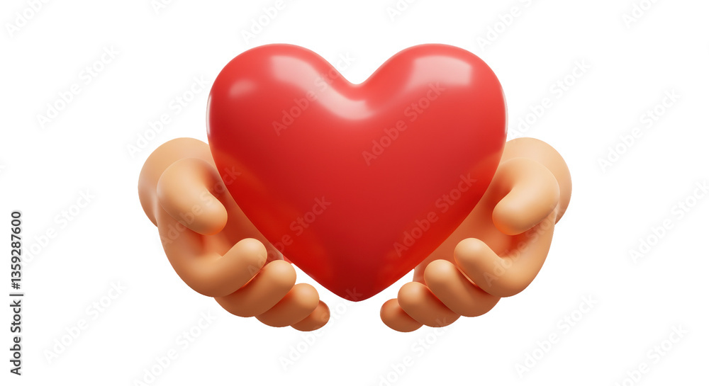 Obraz premium Isolated Hands Holding Red Heart