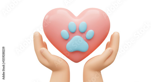 Isolated Heart with Paw Print