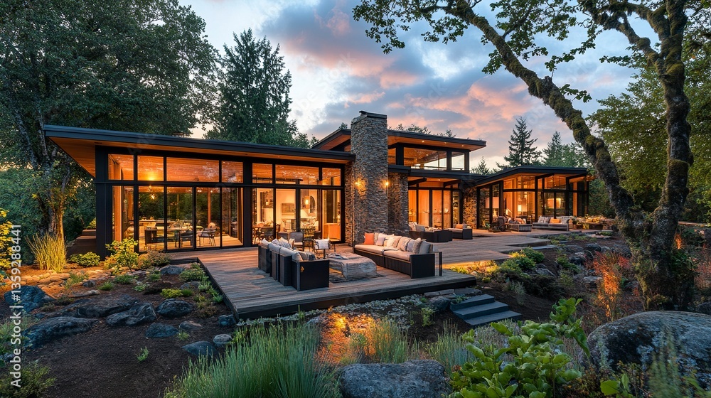 Remote modern house, nestled in nature tranquility, wide-open surroundings reflecting real estate growth and retirement plans, warm daylight ambiance. Remote modern house, nestled in nature tranquility, wide-open surroundings reflecting real estate growth and retirement plans, warm daylight ambiance.