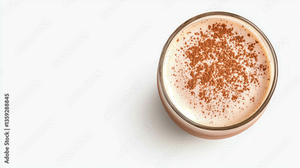 Exquisite tiramisu dessert in elegant glass with cocoa topping on white background Exquisite tiramisu dessert in elegant glass with cocoa topping on white background