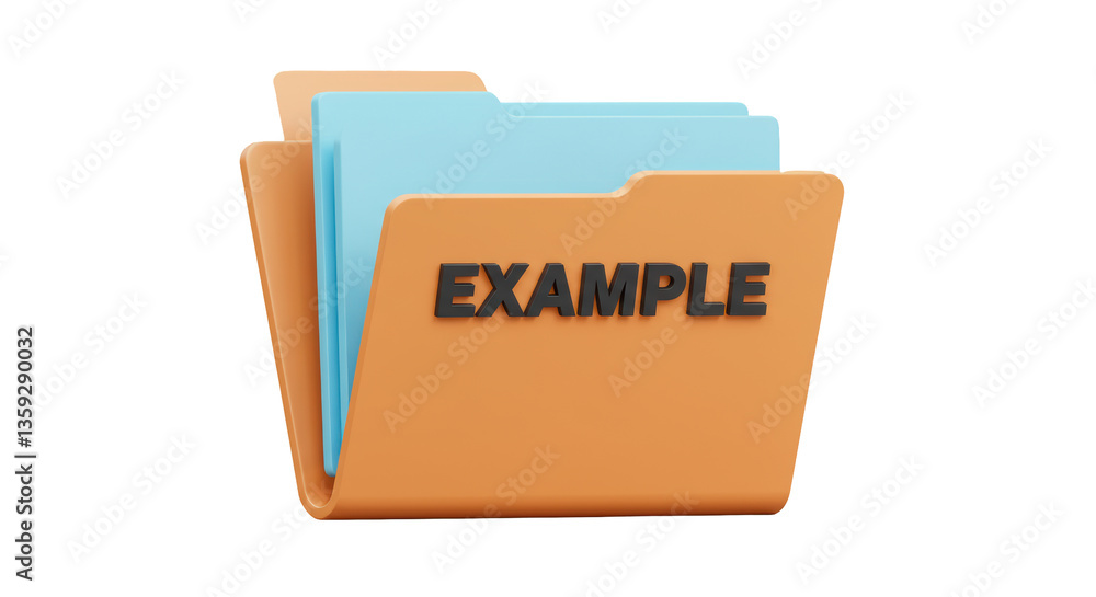 Isolated Open Folder Icon with 'EXAMPLE' Text Isolated Open Folder Icon with 'EXAMPLE' Text