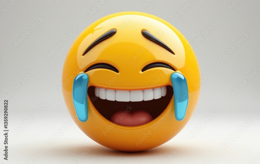 Fototapeta premium Laughing Emoji Tears of Joy Isolated on White Background Concept