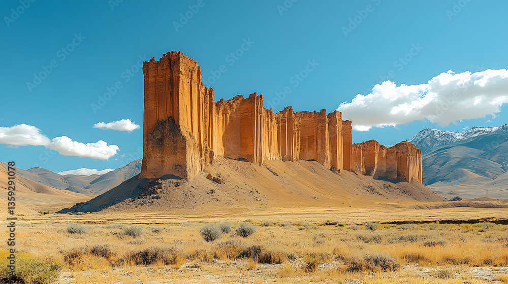 Ancient Fortifications: A monumental, weathered fortress stands proudly, a testament to history against the backdrop of a vast desert landscape.
