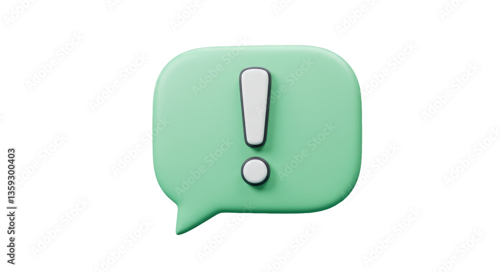 Isolated 3D Mint Green Exclamation Mark Speech Bubble Isolated 3D Mint Green Exclamation Mark Speech Bubble