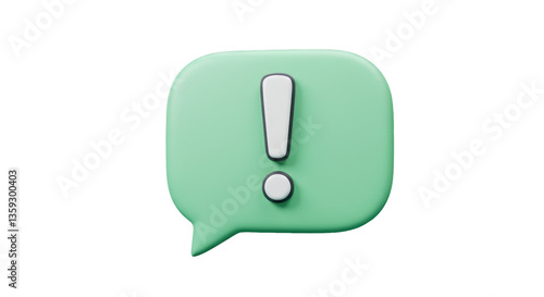 Isolated 3D Mint Green Exclamation Mark Speech Bubble