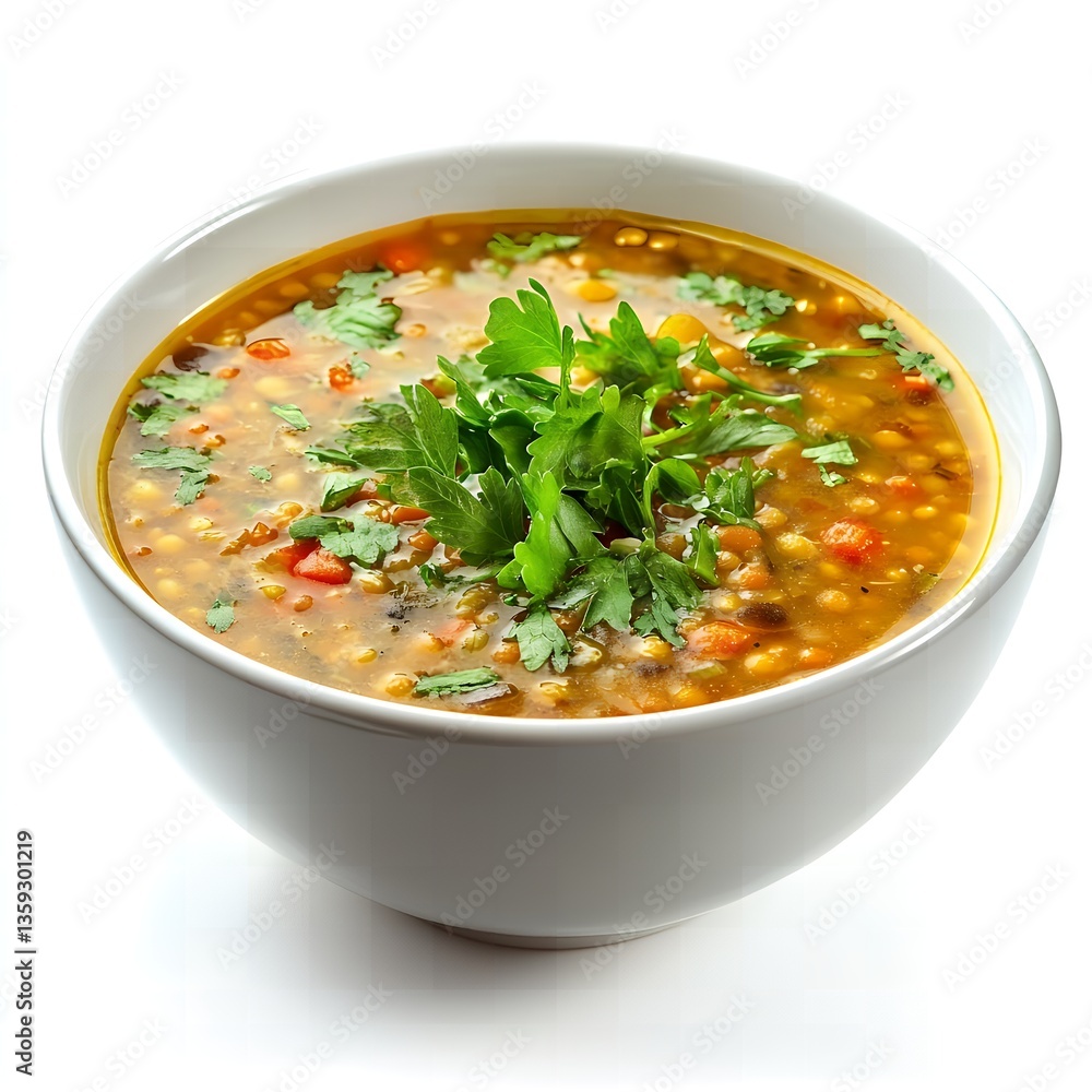 Delicious and Healthy Lentil Soup in a Bowl Garnish with Parsley A hearty and nutritious meal Delicious and Healthy Lentil Soup in a Bowl Garnish with Parsley A hearty and nutritious meal