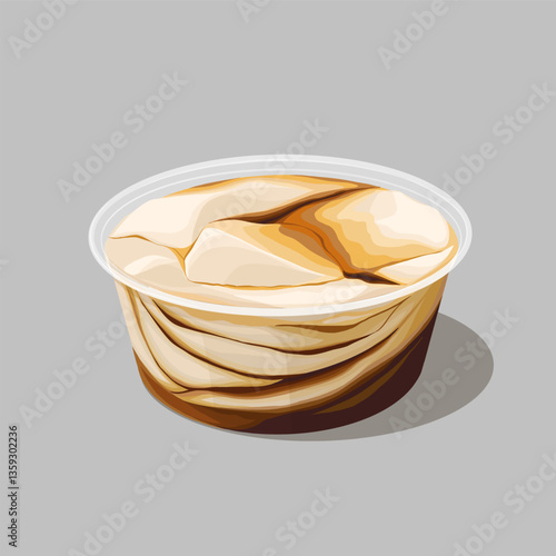 Tau Fu Fah Brown Sugar Syrup Vector Clipart Traditional Soft Tofu Pudding Digital Illustration