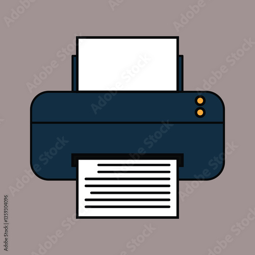 printer icon flat design, printer icon on square internet button, printer icon vector illustration, a hardware device that serves to print data