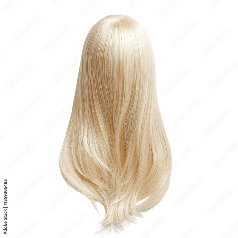 Fototapeta premium Stylish and glamorous blonde wig perfect for transforming your look and adding a touch of elegance white isolate background