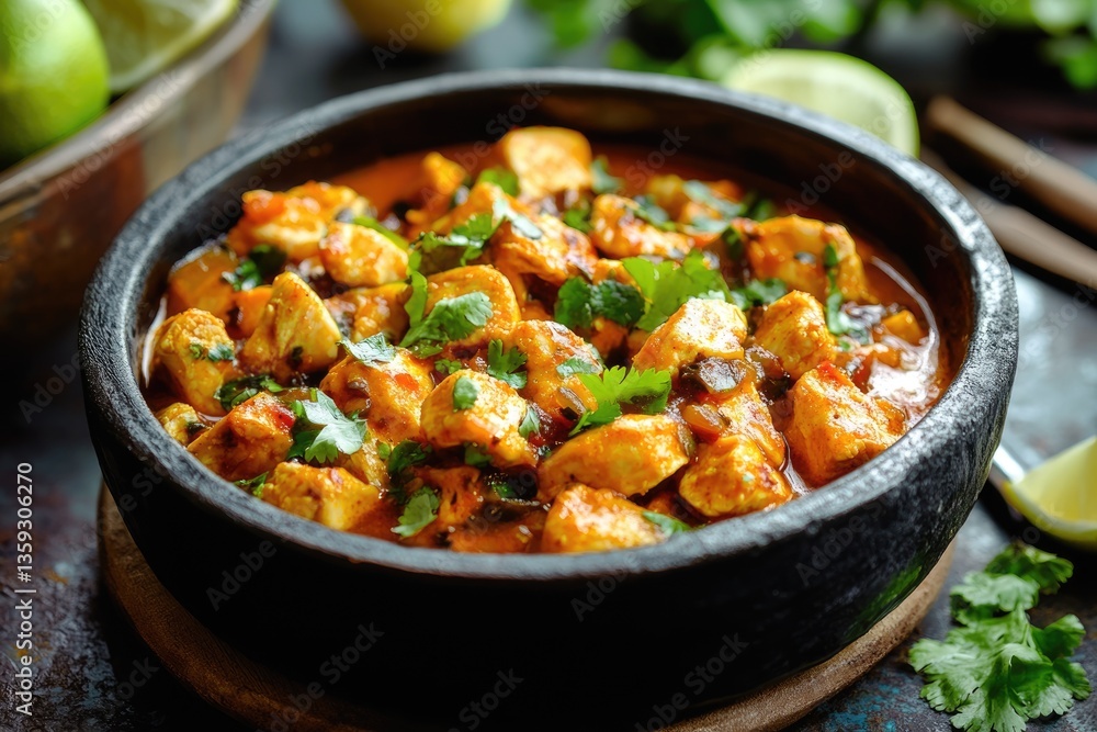 Chicken Tinga Culinary Delight - Colorful Mexican Dish on American Background Chicken Tinga Culinary Delight - Colorful Mexican Dish on American Background
