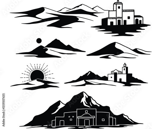 Southwestern Desert Landscapes Silhouette Bundle