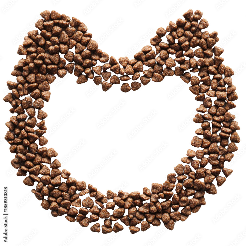 Obraz premium Unique heart shape made from roasted coffee beans artfully arranged on a rustic wooden surface for coffee lovers white isolate background