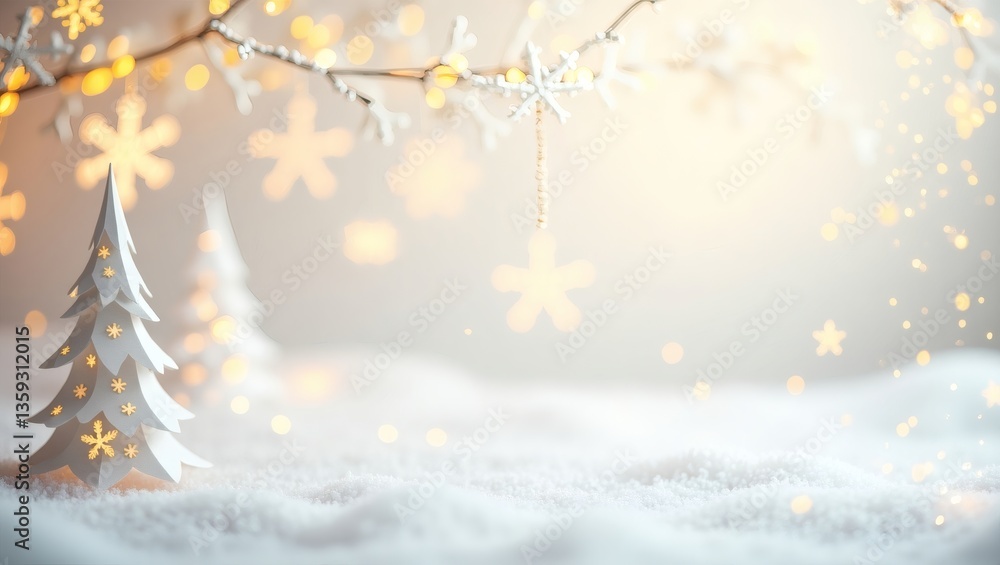 a serene winter wonderland scene featuring a decorated tree and snowflakes a serene winter wonderland scene featuring a decorated tree and snowflakes