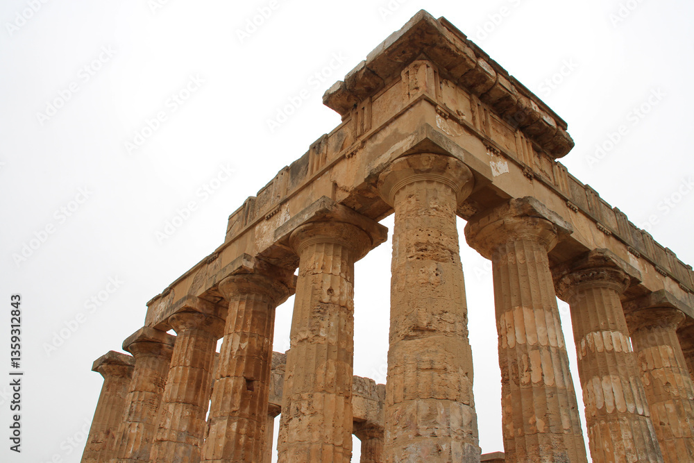 ruined ancient temple in selinunte in sicily in italy