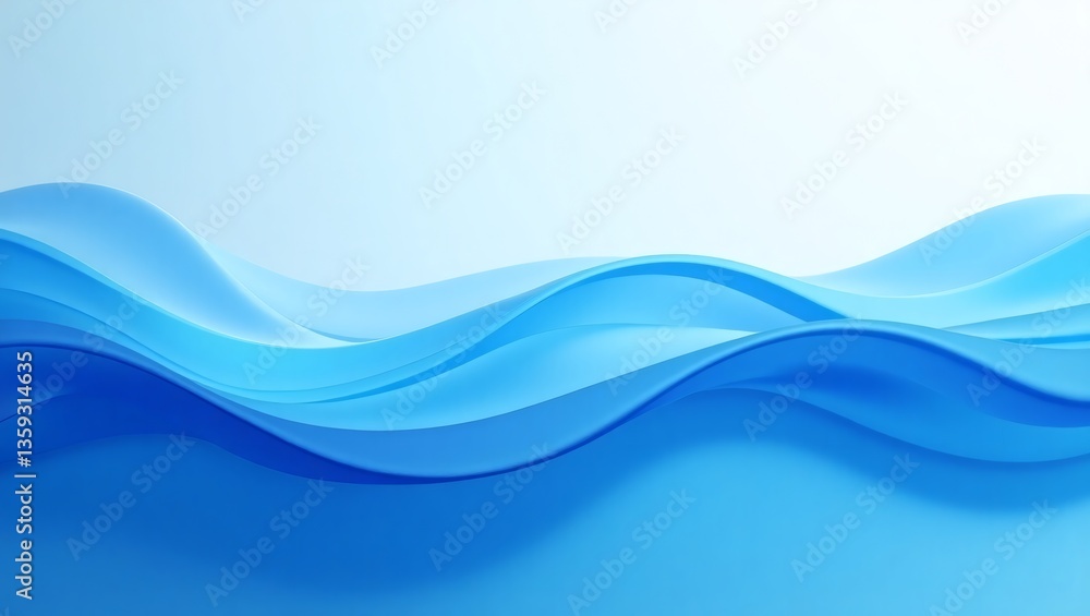 Fototapeta premium Abstract depiction of undulating blue waves, evoking a sense of calmness and fluidity