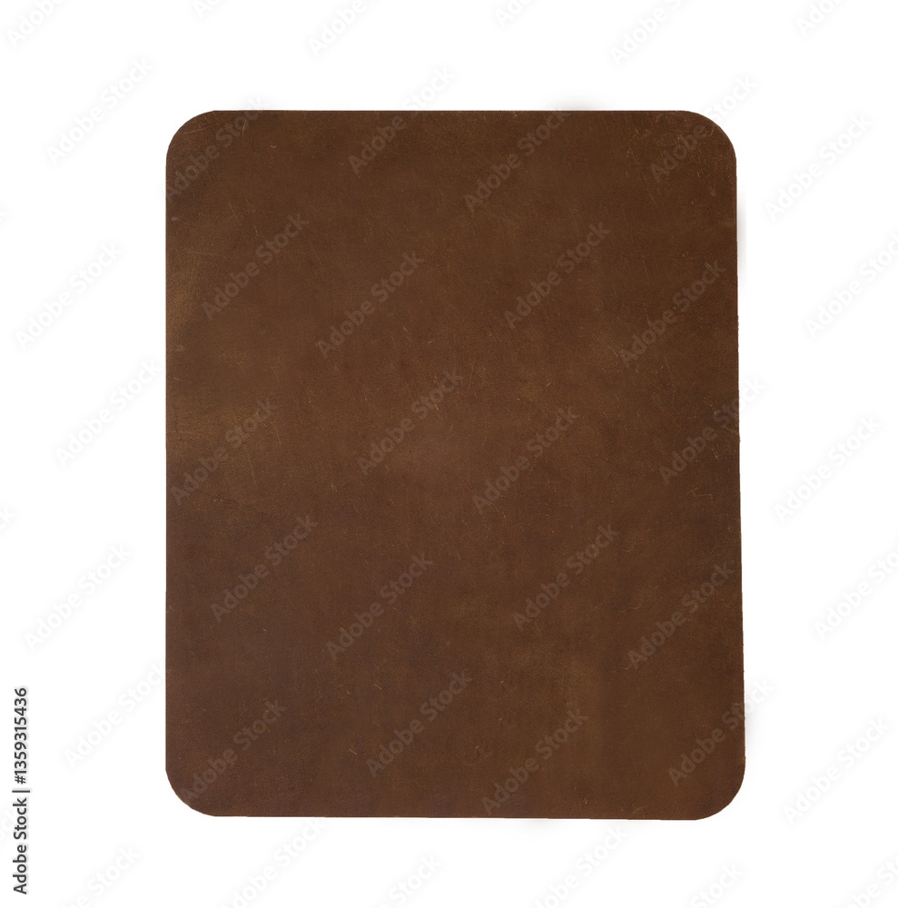 Naklejka premium Brown leather mouse pad isolated on white background