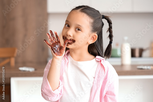 Funny little Asian girl wit...