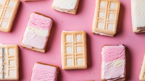 Waffle Cookies Sandwiched with Different Layers of Delicious Ice Cream