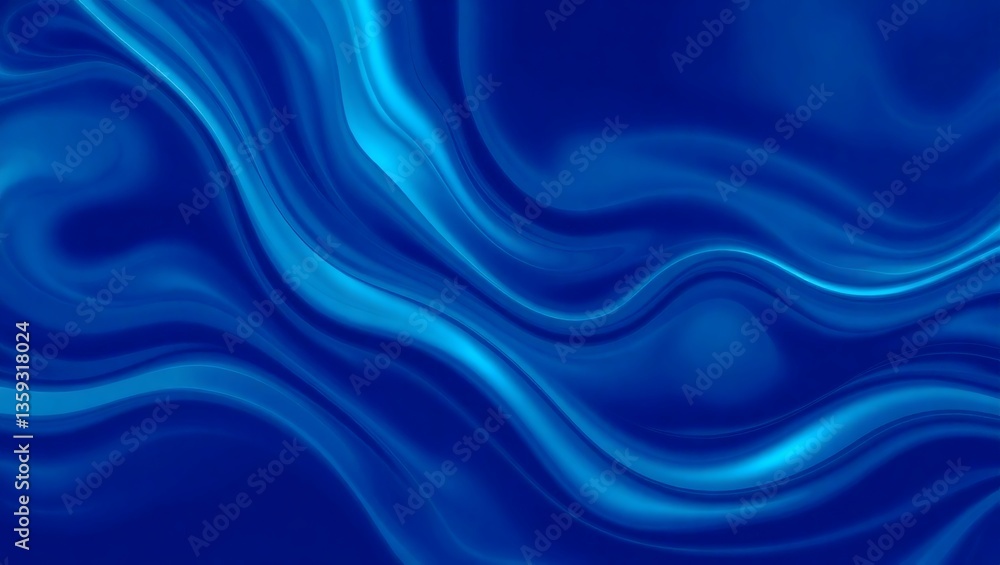 Naklejka premium Abstract blue waves create a soft, flowing motion with a liquid texture under digital light