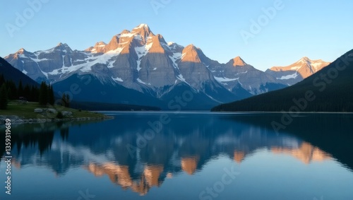 Wallpaper Mural a stunning landscape of a mountain reflected in a calm lake, evoking a sense of serenity and awe Torontodigital.ca