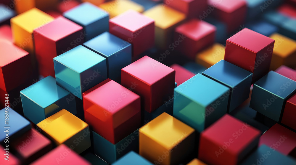 Hi-tech Square blocks are collected in a cubic array against the background of information fields. 3d illustration of blockchain abstract concept. Artificial intelligence learnability Hi-tech Square blocks are collected in a cubic array against the background of information fields. 3d illustration of blockchain abstract concept. Artificial intelligence learnability