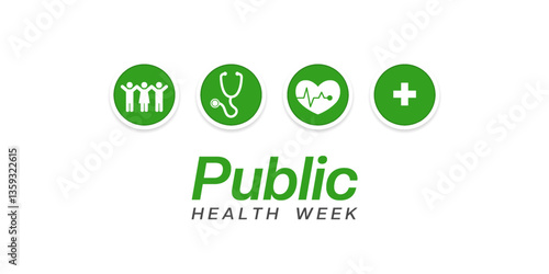 May Is National Public Health Week. Great for posters, banners, social media and more. White background. 