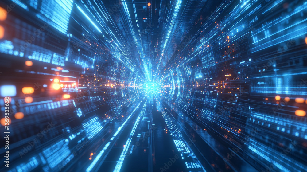 Futuristic CPU. Database, data center. Quantum processor in global computer network. 3d illustration of digital cyberspace Futuristic CPU. Database, data center. Quantum processor in global computer network. 3d illustration of digital cyberspace