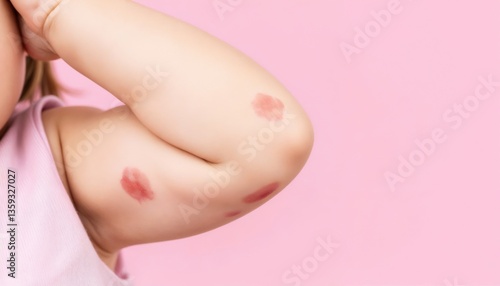 Wallpaper Mural Child's arm  skin reaction due to egg allergy on a pink background Torontodigital.ca