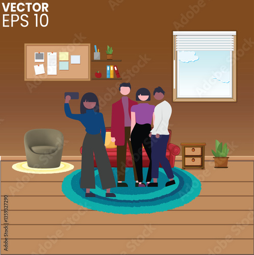 man and woman in the office taking selfies
