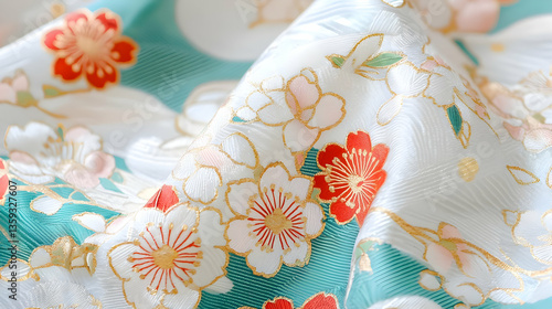 Elegant Floral Design on Delicate Fabric with Soft Patterned Texture