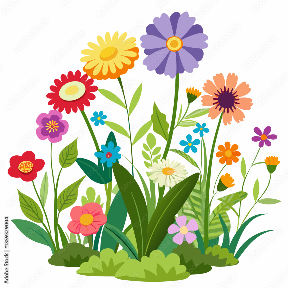 wildflower meadow with colorful mix of blooms wildflower meadow with colorful mix of blooms