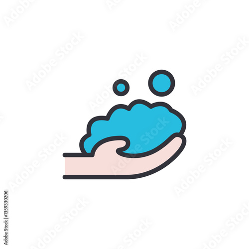 Hand wash colored icons, minimalist vector illustration ,simple transparent graphic element .Isolated on white background