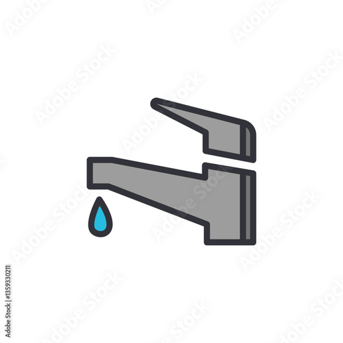 Faucet colored icons, minimalist vector illustration ,simple transparent graphic element .Isolated on white background
