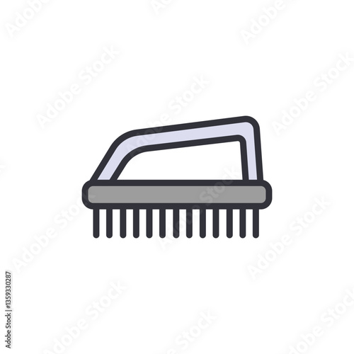 Cleaning brush colored icons, minimalist vector illustration ,simple transparent graphic element .Isolated on white background
