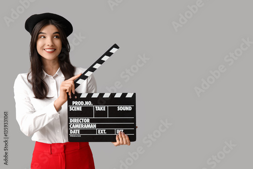 Young pretty woman with mov...