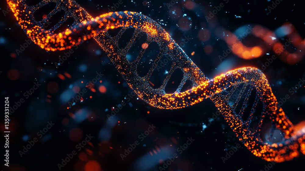Coding synthetic DNA helix. Nanotechnology and medical research. Stream of binary code in cyberspace. High tech digital network 3D illustration Coding synthetic DNA helix. Nanotechnology and medical research. Stream of binary code in cyberspace. High tech digital network 3D illustration