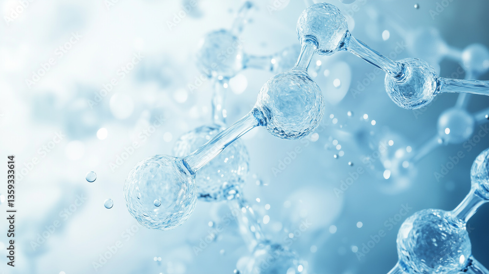 Blue water droplets and a DNA helix on a white background. Blue water droplets and a DNA helix on a white background.