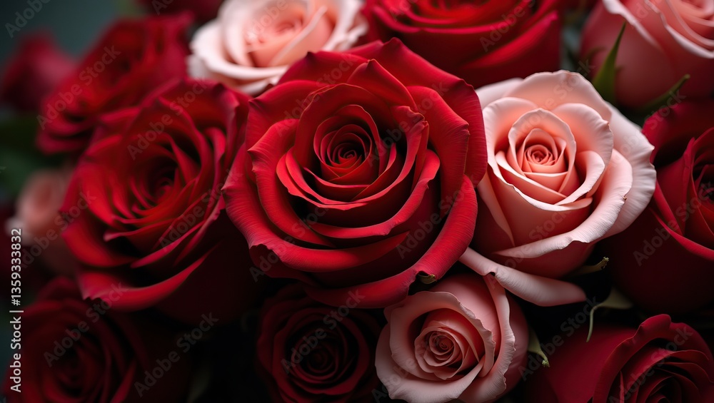 Fototapeta premium Elegant Red Roses on a Deep Black Canvas, A Romantic Valentine's Day Backdrop