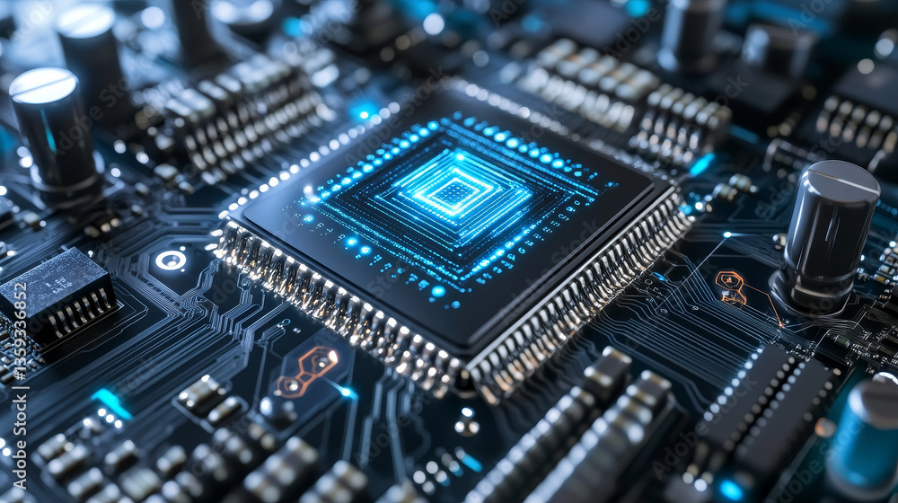 Global digital network. Blockchain technology. Artificial intelligence and processor of future. Quantum CPU and Neural Network 3D Illustration Global digital network. Blockchain technology. Artificial intelligence and processor of future. Quantum CPU and Neural Network 3D Illustration