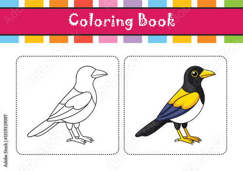  Vivid Yellow-billed Magpie Bird Design