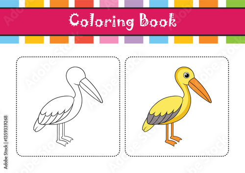  Elegant Yellow-billed Stork Bird Vector