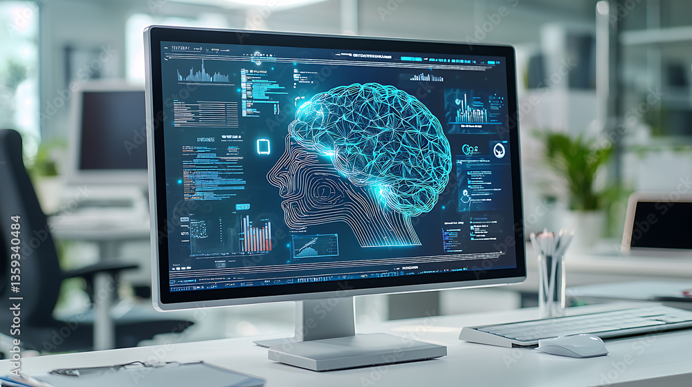 Analyzing data trends in artificial intelligence modern office digital visualization professional environment front view Analyzing data trends in artificial intelligence modern office digital visualization professional environment front view