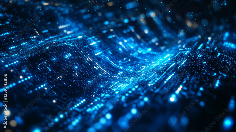 Digital strings data stream. Big data business analytics. Wavy field of cyberspace. 3D illustration of a conceptual internet technology presentation Digital strings data stream. Big data business analytics. Wavy field of cyberspace. 3D illustration of a conceptual internet technology presentation